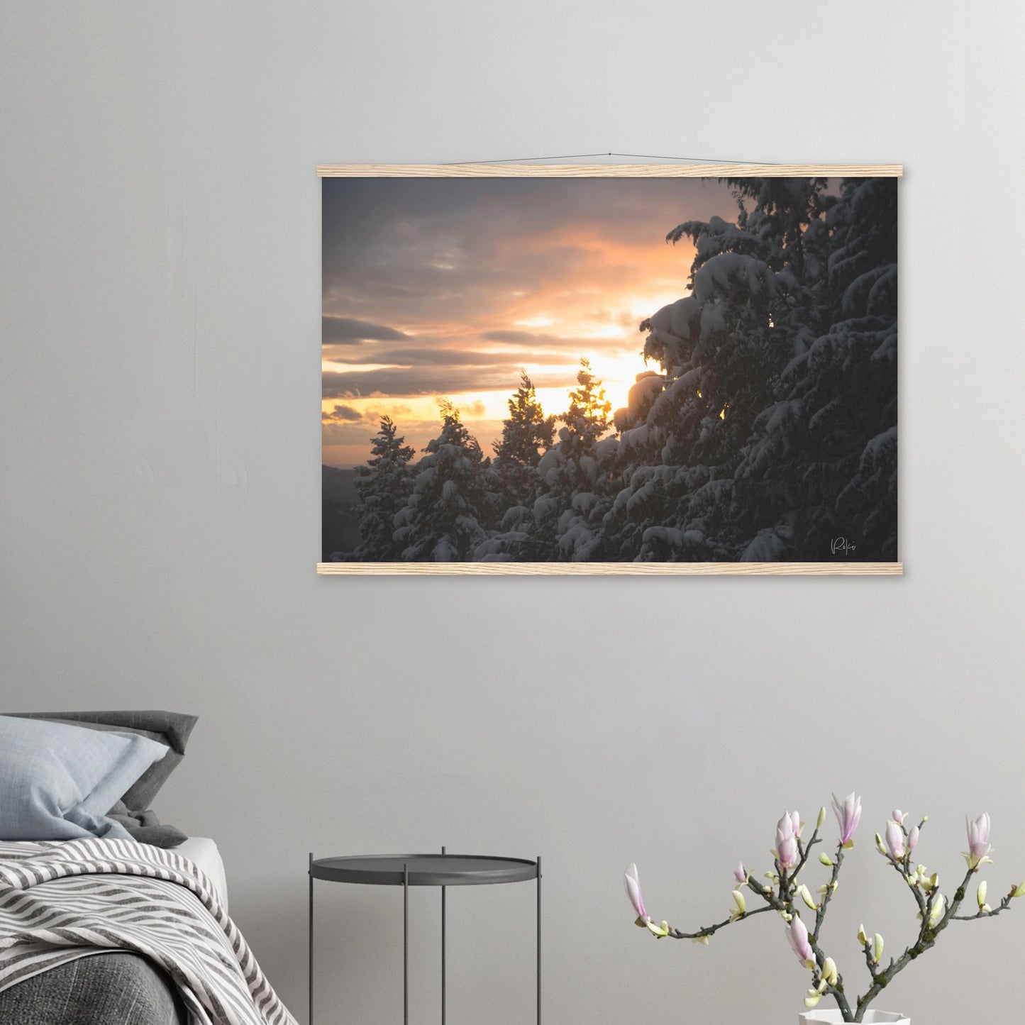A Forest Dyed in Light - Sunset Snow Forest Poster | Nature Wall Art