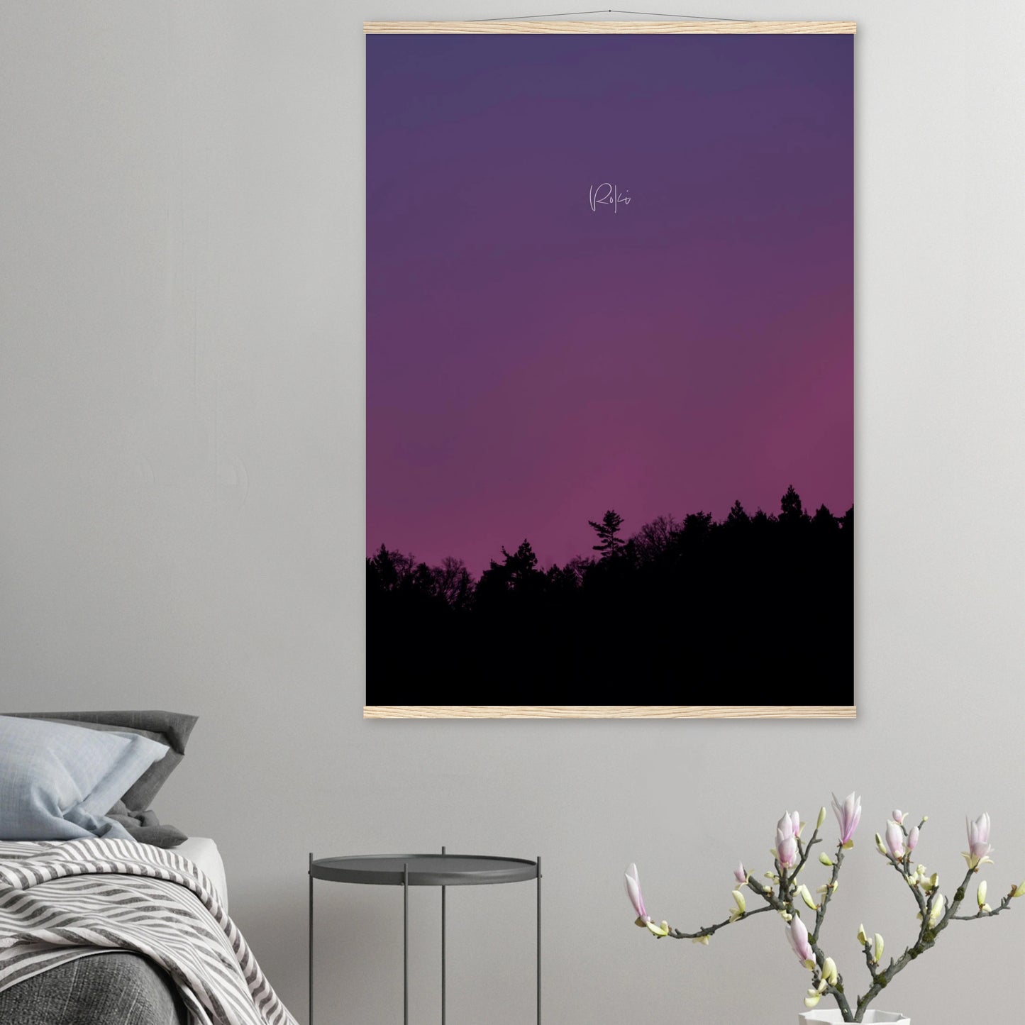 Ridge Beneath the Crimson Sky - Twilight Poster | Nature Wall Art