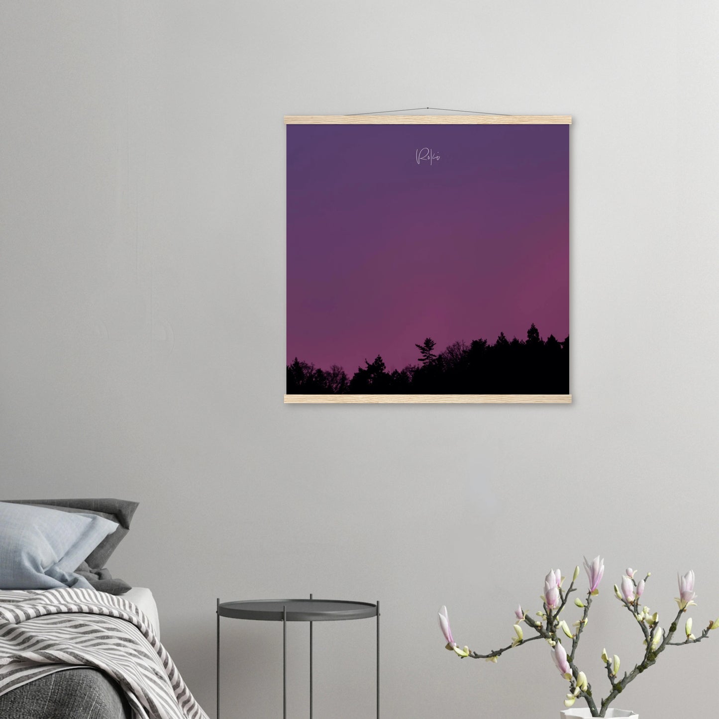 Ridge Beneath the Crimson Sky - Twilight Poster | Nature Wall Art