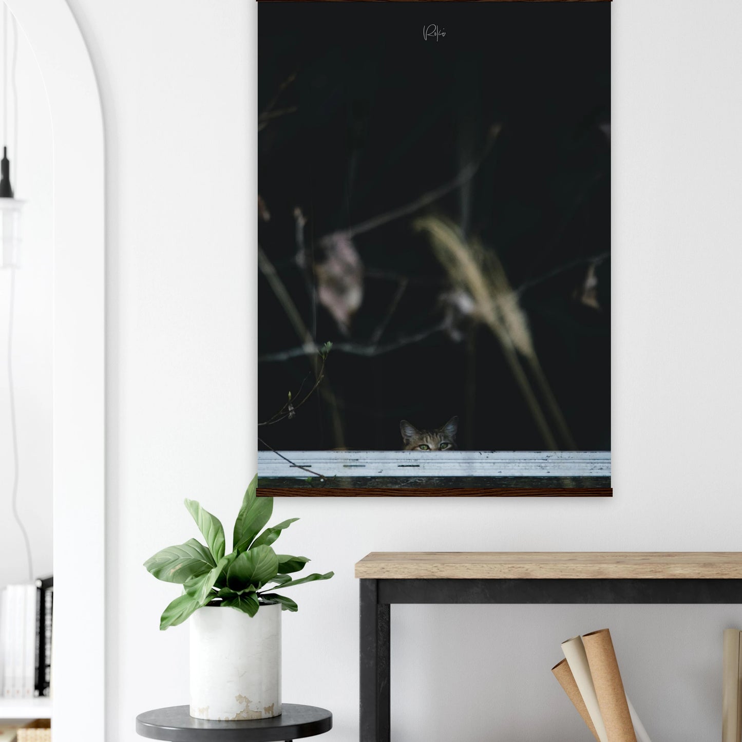 Hide-and-Seek, Not Over Yet - Cat & Abandoned House Poster | Nature Wall Art